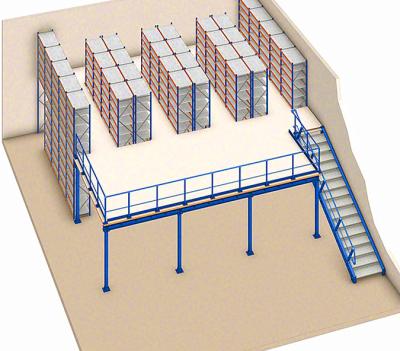 China Corrosion Protection 2-3 Levels Load 250-1000kg/sqm Warehouse Storage Mezzanine Rack Mezzanine Racking System for sale