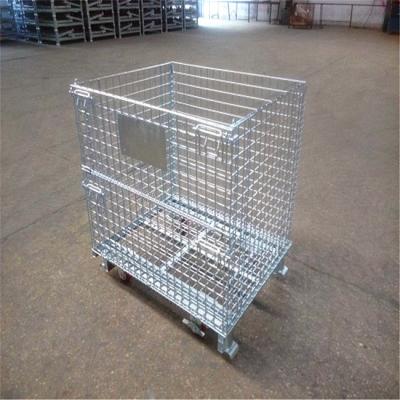 China Warehouse Storage System ISO9001 CE Lockable Stackable Metal Wire Mesh Container Pallet Cage For Sale for sale