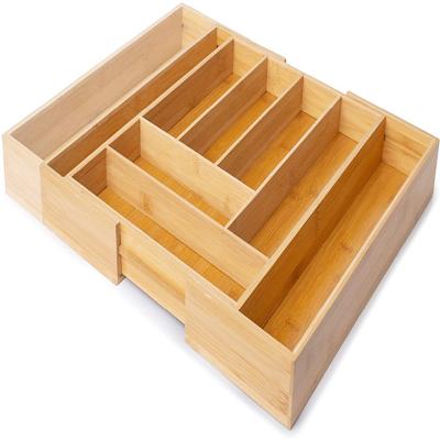 China High Quality Viable Organizer Adjustable Bamboo Divider Tray Insert Storage Bag Food Drawer Expandable Cutlery Holder Kitchen Utensil for sale