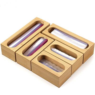 China Viable High Quality Serving Tray With Cutlery Holder Drawer Food Bag Kitchen Bamboo Food Bag Storage Drawer Wood Organizer for sale