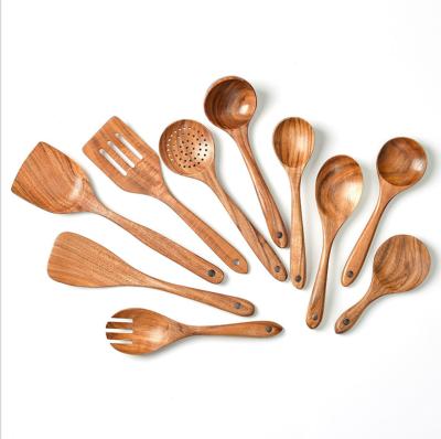 China 2021 viable new wholesale cooking tools bamboo spoon set serving bamboo spoon for sale