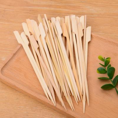 China Food Grade Easily Cleaned Disposable Bamboo Fruit Spikes 30cm Tied With Custom Logo Flat Paddle For Outdoor BBQ Picnic Party Place for sale