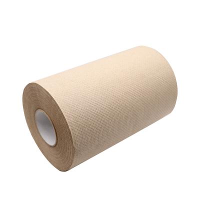 China QINGSHE Wholesale Logo Brown Color Kitchen Oil Pulp Paper Towel Rolls 650g Recycled Custom Paper Recycled Toilet Paper for sale