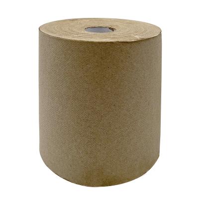 China Recycled Pulp Marketing Tissue Paper Rolls Commercial Tissue Paper Rolls Hard Jumbo Roll Brown Hand Paper Towel Roll for sale