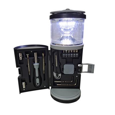 China 15 tool kit factory promotional for household led camping light tool kit 8.1*8.1*19.5cm for sale