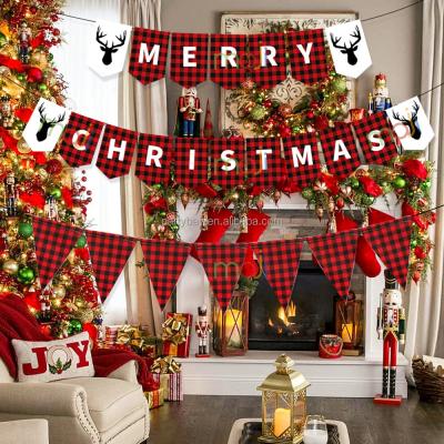 China 2021 Durable Christmas Decorations Wine Red Color Merry Christmas Banner Indoor Christmas Pull Flag for sale