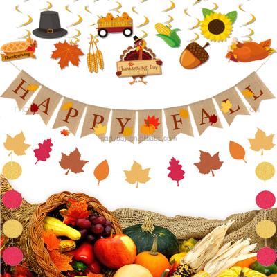 China Durable Wholesale Thanksgiving Decoration Set Mabula Banner Spiral Thanksgiving Flags for sale