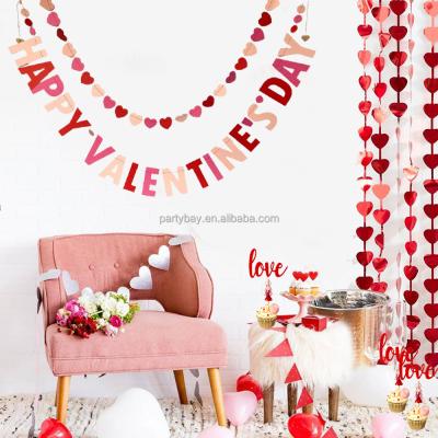 China Factory Wholesale Durable New Fashion Happy Valentines Day Banner Set Valentine Day Decorations Red Glitter for sale