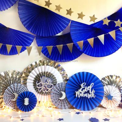 China Beautiful Colorful Ramadan Party Decoration Ramadan Set of Ramadan Paper Fan Garland Decoration for sale