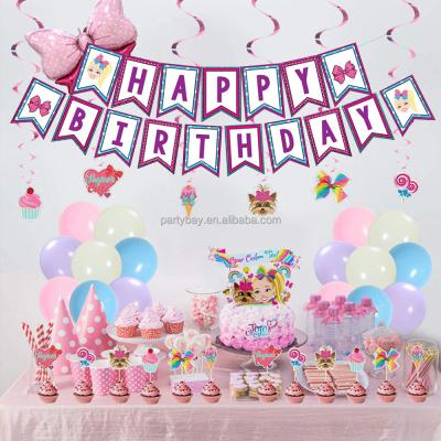 China Lasting Jojo Girl Christmas Happy Birthday Theme Set Birthday Decoration Bunting Cake Flag Horizontal Set for sale