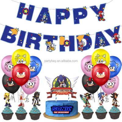 China Durable Latex Party Balloons with Decorations Sonic Theme Birthday Party Supplies Happy Hedgehog Sonic Birthday Banner Foil Balloon for sale