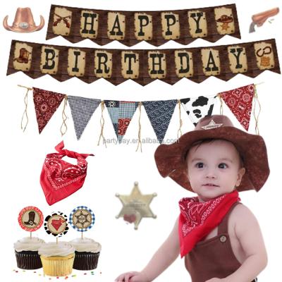 China New Design 2021 Goods 2021 Style CIA Western Cowboy Theme Birthday Decoration 1 Year Birthday Set Decoration In Party Supplies for sale