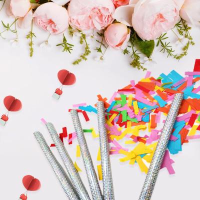 China Use Handmade Wedding Celebrations Biodegradable Tissue Paper Confetti Flip Wands Sticks Silver Custom Confetti Shape for sale