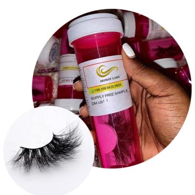 中国 New Pill Bottle Bulk Good Quality Seller Create Own Brand Private Label Lashes Vegan 27MM Fluffy 3D Real 15MM 25MM Mink Eyelashes 販売のため