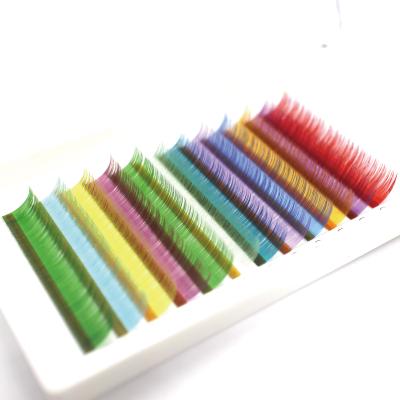 China Russian PBT Natural Soft Korean Fiber Colorful Eyelash 5D Pre Made Silk Eyelash Extension for sale