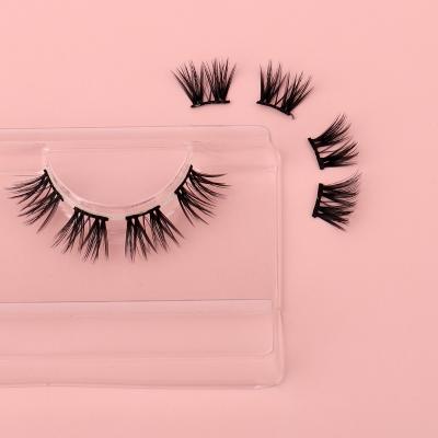 China Premium Super Soft Black False Mink Silk Llash Clusters Natural Loop Homay Strip DIY Eyelashes 3D Effect 3D Effect for sale