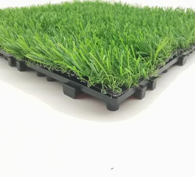 China Garden Lawn Puzzle Artificial Grass Tile 30x30cm for sale