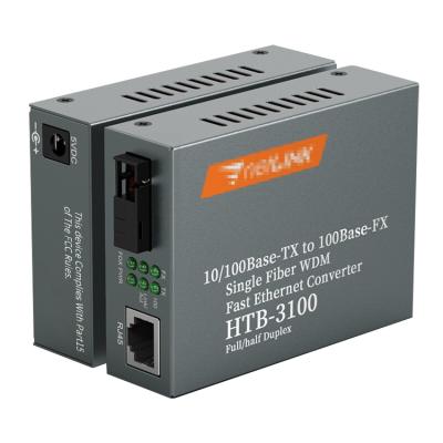 China Aluminum 10/100m 20KM with RJ45 netlink HTB-3100AB Fiber Optic Media Converter for sale