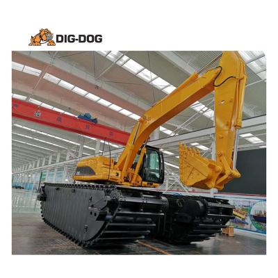 China Low power amphibious amphibious consumption pontoon construction material stores Dig-dog excavator for sale