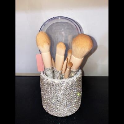 China Angular Blush FYD Logo Glitter 8Pcs Crystal Diamond Foundation Makeup Brushes With Professional Custom Case Set Brush for sale