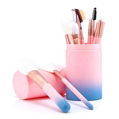 China Angular Blush FYD Makeup Brush Set Premium Synthetic Eyeshadow Base Face Make Up Brushes 12pcs Gradient Marble for sale