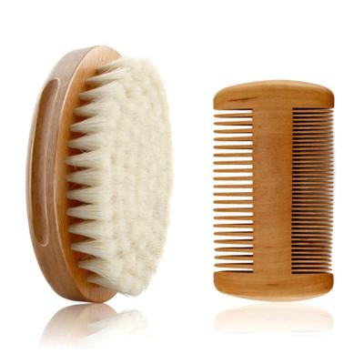 China FYD Baby Hair Brush Beech Wooden Hair Brush Goat Hair Brush with Comb for Baby Hair Wooden Reading Brush for sale