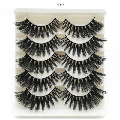 China High Quality Natural Long 1 Box Mink Eyelashes 5 Pairs 3D Mink Lashes Natural Long False Eyelashes Makeup False Eyelash Extension for sale