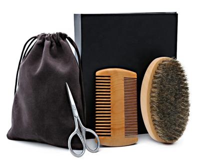 China Bread FYD OEM 100% Organic Beard Grooming Kit Trimming Kit Beard Care For Men Care With Comb Vegan Beard Brush for sale