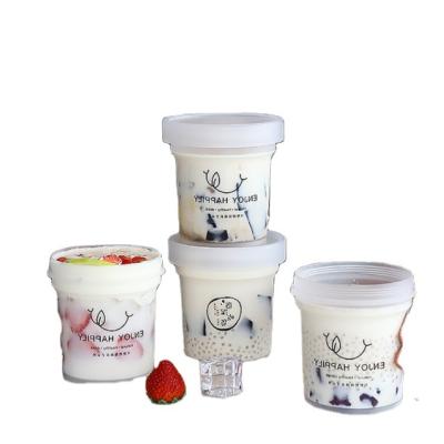 China Custom Single Wall Logo Disposable Bubble Milk Plastic Mug With With Lids12oz 14oz 16oz 20oz Boba Tea Coffee Juice PP PEST Clear Plastic Cup for sale