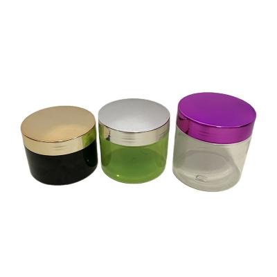 China 100ml 200ml 8oz 300ml 12oz 500ml Custom Wide Mouth Cosmetic Containers Plastic Jar With Gold Lids for sale