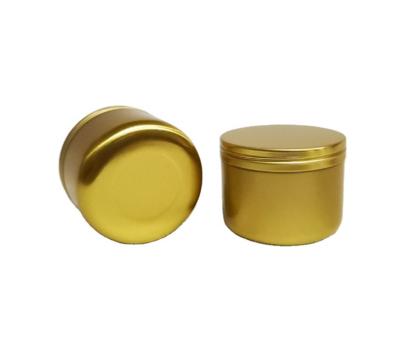 China 50ml Cosmetic Aluminum Tea Box 50*40 Round Frosted Gold Aluminum Tin Cosmetic Aluminum Tin for sale