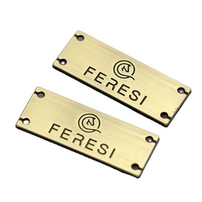 China 2021 Viable High Quality Custom Metal Logo Labels For Handbags Metal Logo Engraved Nameplate Tags for sale