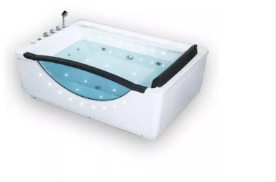 China Two Person Soaking Tub Sanitary Bathtub LED Light Massage Corner Bath for sale