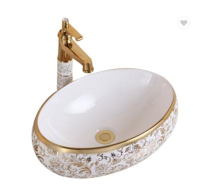 China European Bathroom Wash Basin Electroplated Golden Colour Wash Basin for sale