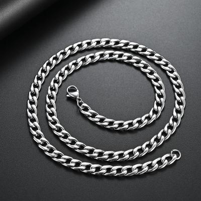 China Hiphop 5mm 7mm NK Chains For Women And Men Necklace Chain Link Stainless Steel Cuban Necklace Chain for sale