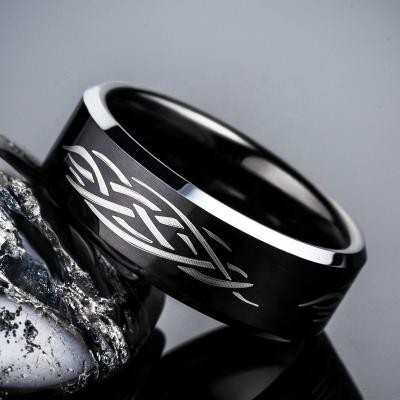 China CLASSIC Ring Men Tungsten Steel Black Flame Customized 8MM Ring For Men for sale