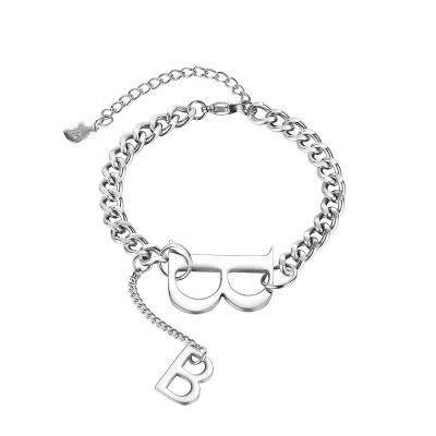 China FASHIONABLE Jewelry Bangle Charm Bracelet Initial Letter B Bangle Silver Chain For Women for sale