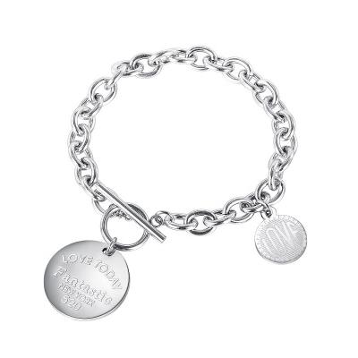 China Hiphop New York Series Hip Hop Letter Charm Bargain Stainless Chain Link Bracelet for sale