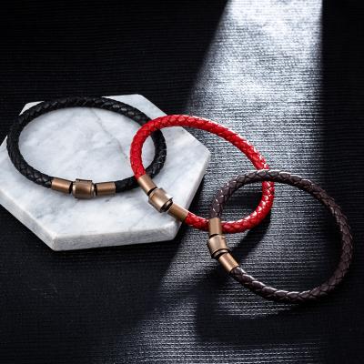 China CLASSIC 5mm woven string bracelet men and women handmade leather rope bracelet can match beads for sale