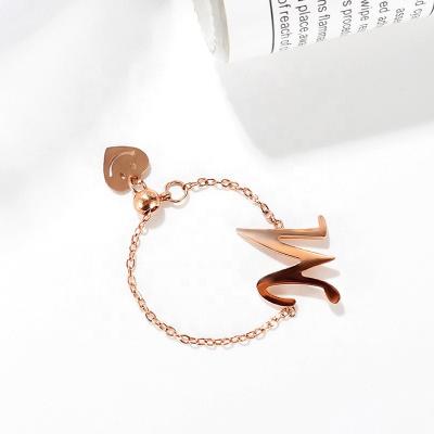 China Simplicity Letter M Chain Rings Customized Creative TRENDY Niche Design Adjustable For Women for sale