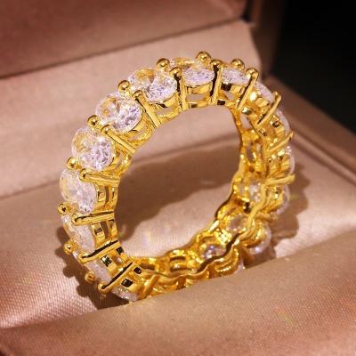 China Trendy Jewelry Women Rings Crystal Gemstone Diamond Zircon Finger Gold Fashion Wedding Engagement Rings for sale