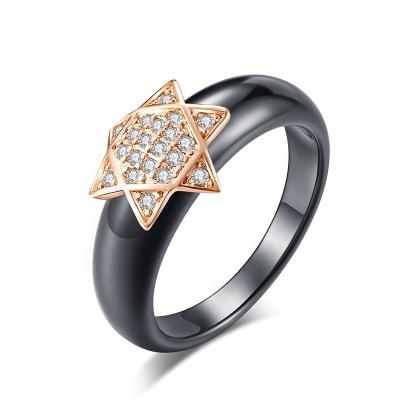 China FASHIONABLE Ceramic Diamond Ring Women Rose Decorative Female Butterfly Star Sign Jewelry Cute Rings Gold Ring for sale