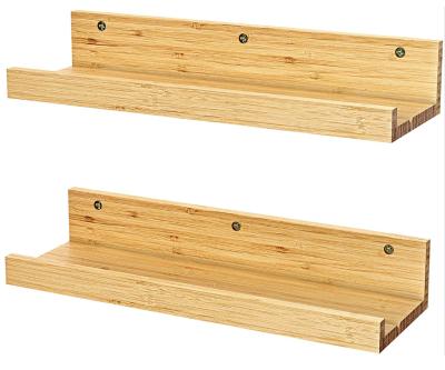 China China Set Of 2 Wall Mounted Ledge Storage Rack Bamboo Floating Shelves for sale