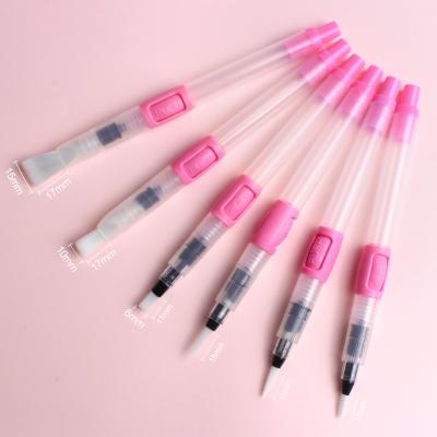 China Fluently Writing Watercolor Fountain Pen Irrigation Paint Brush Solid Tip Flat Head Pen Water Soluble Color Advance Paint Water Storage Pen zu verkaufen