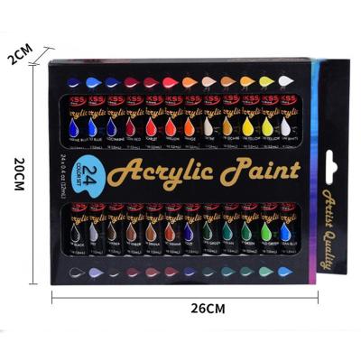 China Easily Mix 2021 Acrylic Paint Set 24 Colors With 2 Brushes Perfect For Ceramic Canvas Wood for sale