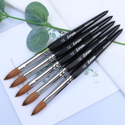 China Beauty Yihuale Six Angles Logo-Custom Finger Nail Black Petal CRIMMED Pure Kolinsky Acrylic Nail Brush For Manicure Powder for sale