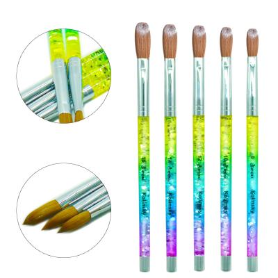 China Finger Nail Beauty Yihuale Kolinsky Sand Hair Acrylic Nail Brush Liquid Glitter Handle For Manicure Tools for sale