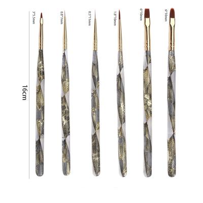 China NAIL Yihuale Acrylic Nail Brush Marble Snakelike Design Effect Handle Kolinsky Acrylic Nail Brush Set for sale