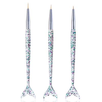 China Nail Art Brush Mermaid Tail NAIL Acrylic Striper Pen Gel Polish Nail Painting 3 Pcs for Design Detail Nail and Coating Brush 3 for sale