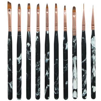 China 10Pcs Professional UV Gel Brush Pen Marbling Acrylic Nail Art Manicure Brush Phototherapy Painting Drawing Tools for sale